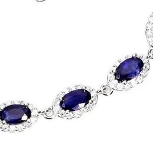 _____ct Blue Sapphire White Topaz adjustable Silver bracelet 925